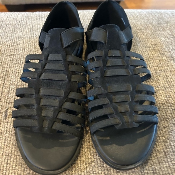 Eileen Fisher Rato Black Tumbled Nubuck Womens Fisherman Strappy Sandals Size 7 - Picture 6 of 7